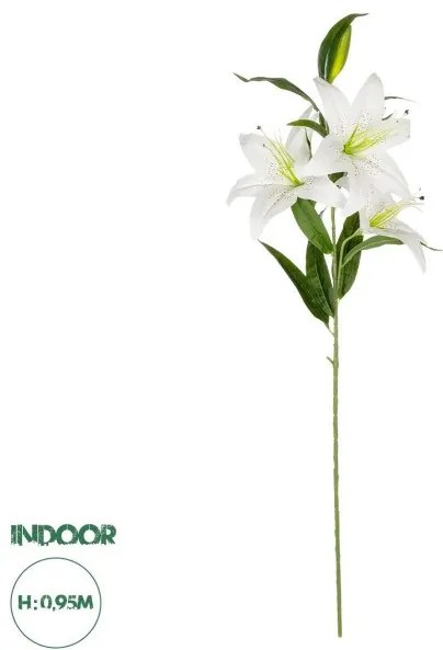 Artificial Garden WHITE LILY BRANCH 21312 Τεχνητό Διακοσμητικό Κλαδί Λευκό Κρίνο Y95cm Globostar-21312-Λευκό 21312