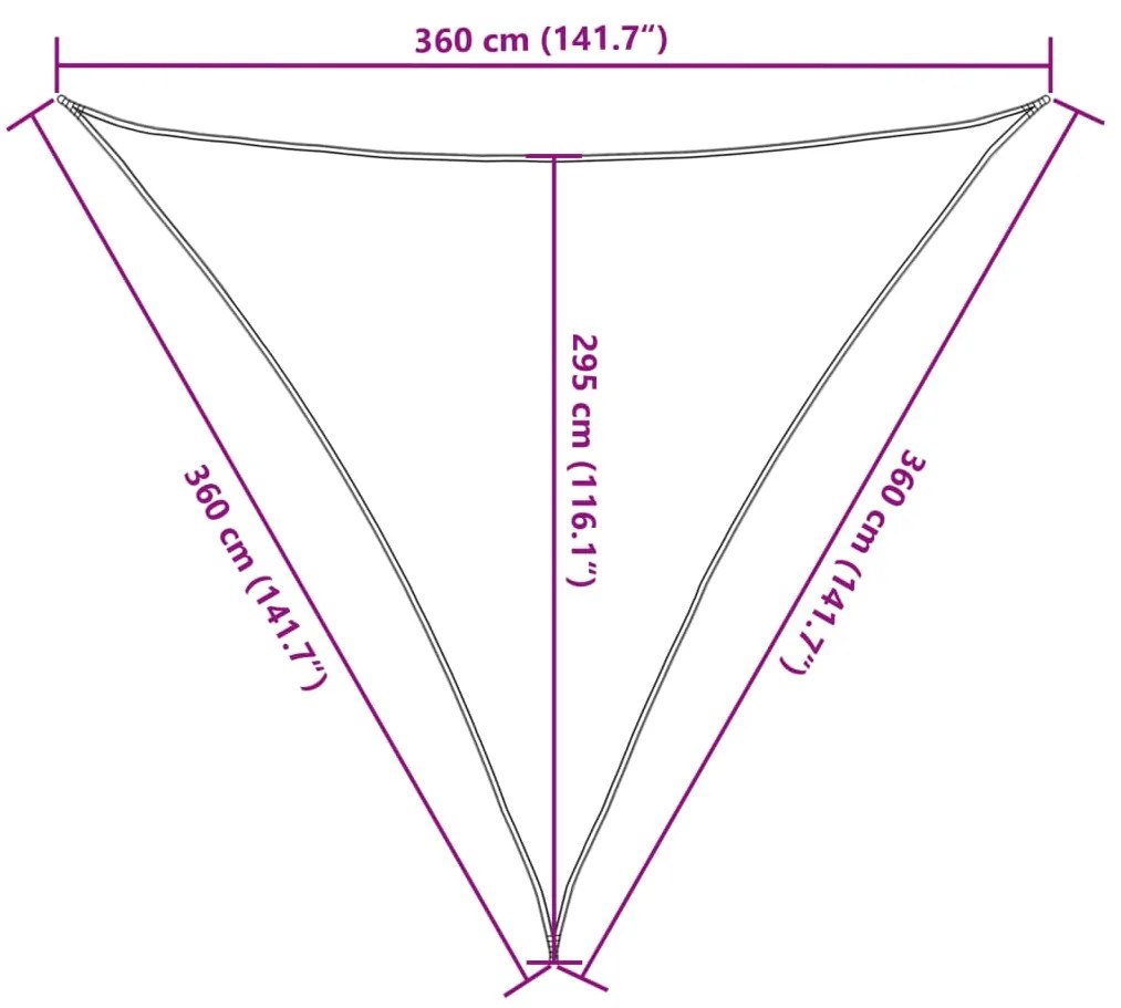 Πανί Σκίασης Τριγωνικό Ανθρακί 3,6 x 3,6 x 3,6 μ. από HDPE - Ανθρακί