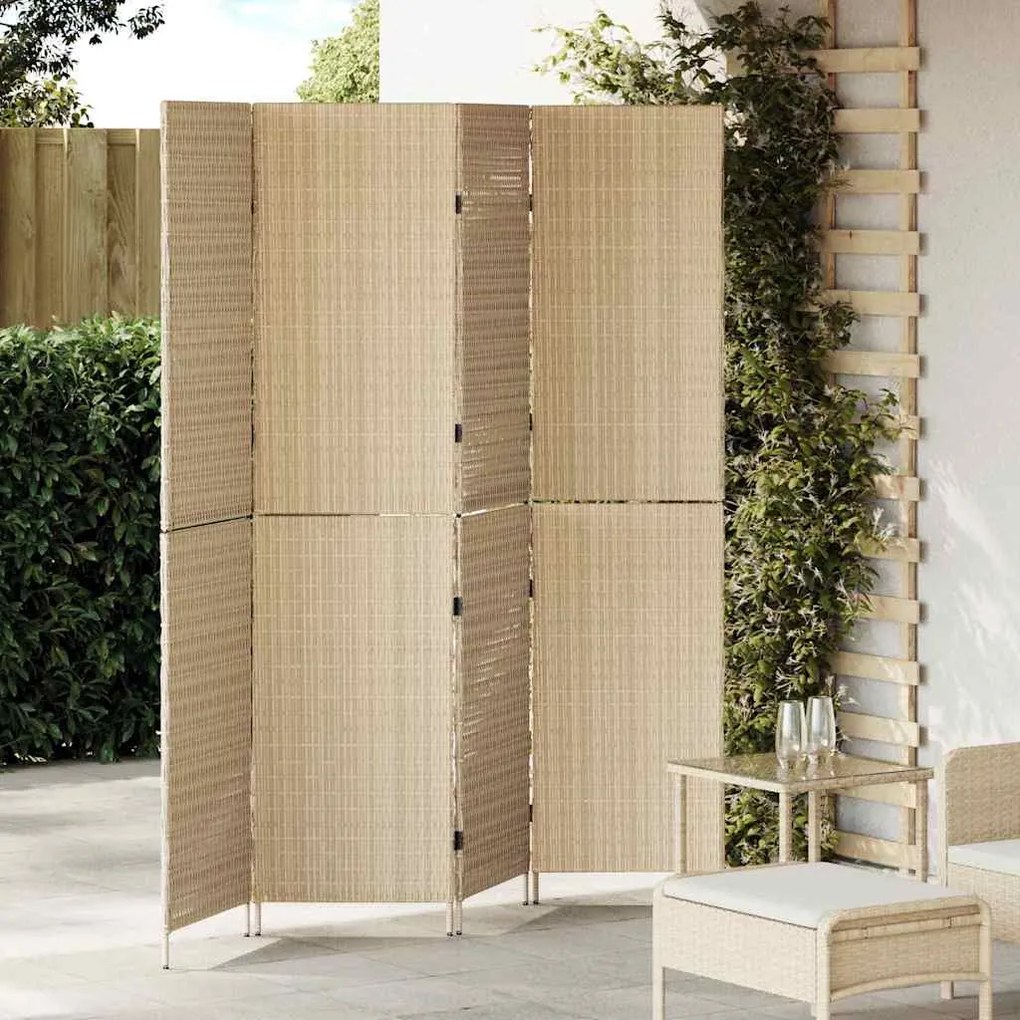 vidaXL Διαχωριστικό Δωματίου Μπεζ 196 x 180 cm συνθετικό ρατάν