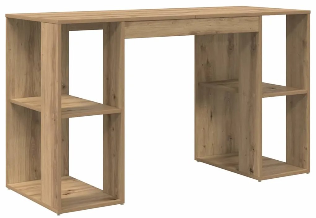 vidaXL Γραφείο με Αποθήκευση με ράφι artisan δρυς 130 x 50.5 x 75 εκ.