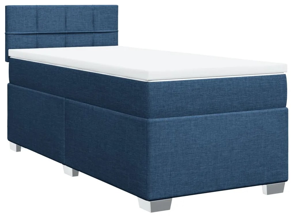 vidaXL Κρεβάτι Boxspring με Στρώμα Μπλε 80x200 εκ. Υφασμάτινο