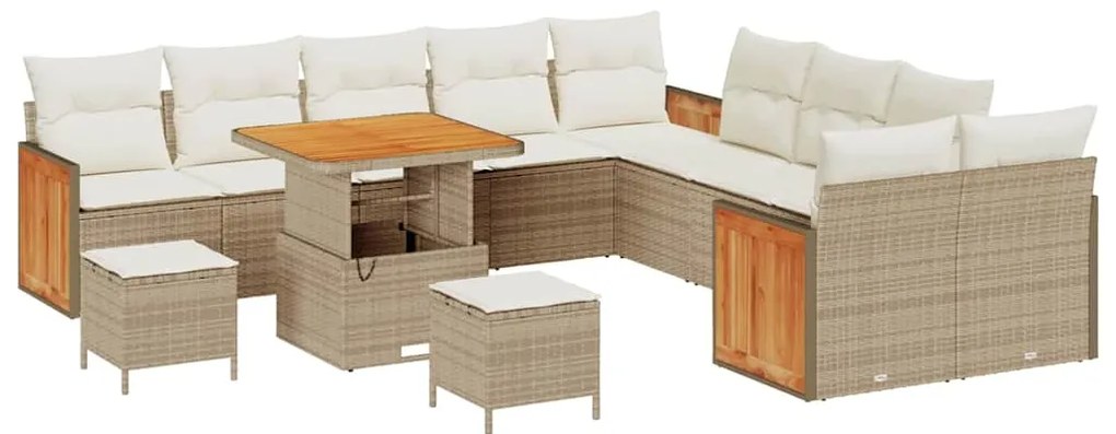 vidaXL Σετ Καναπέ Κήπου με μαξιλάρι 13 pcs μπεζ και κρεμ