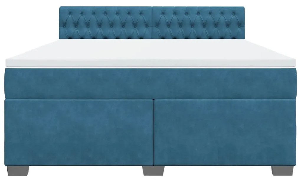 vidaXL Κρεβάτι Boxspring με Στρώμα Μπλε 180x200 εκ. Βελούδινο