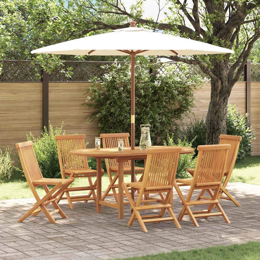 vidaXL Σέτ φαγητού για κήπο 7 pcs Καφέ 160 x 80 x 75 cm