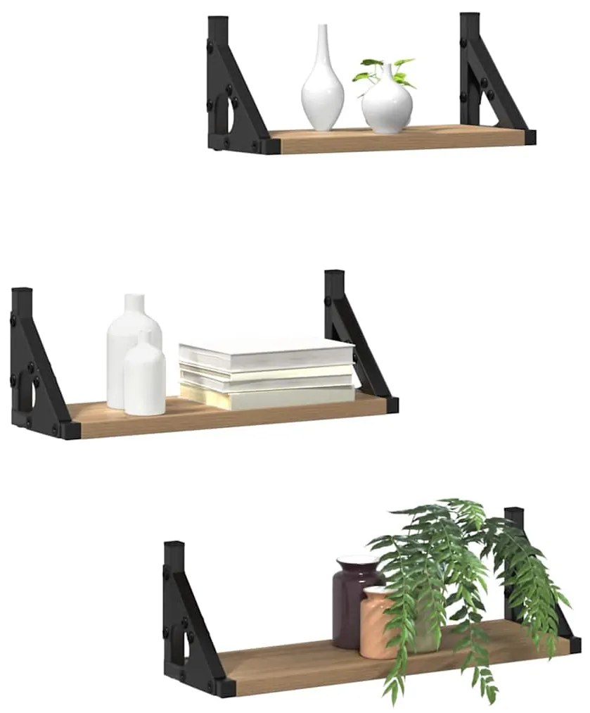 vidaXL Σετ ραφιών τοίχου με ράφι 3 pcs artisan δρυς 37 x 12 x 13 εκ.