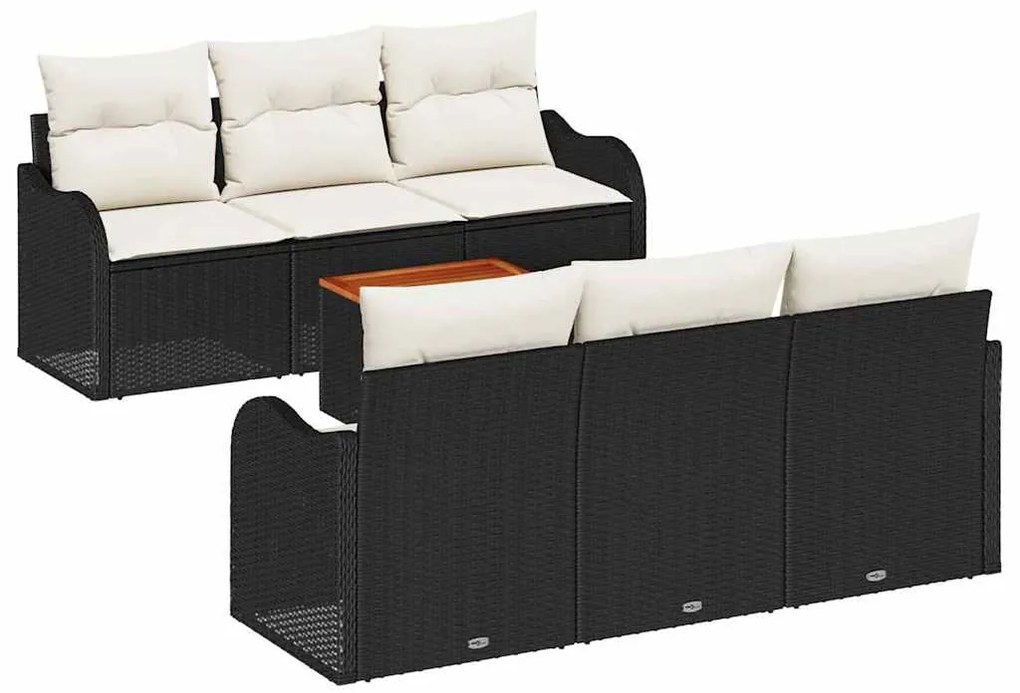 vidaXL Σετ Καναπέ Κήπου 7 pcs Μαύρο Πολυ ράταν