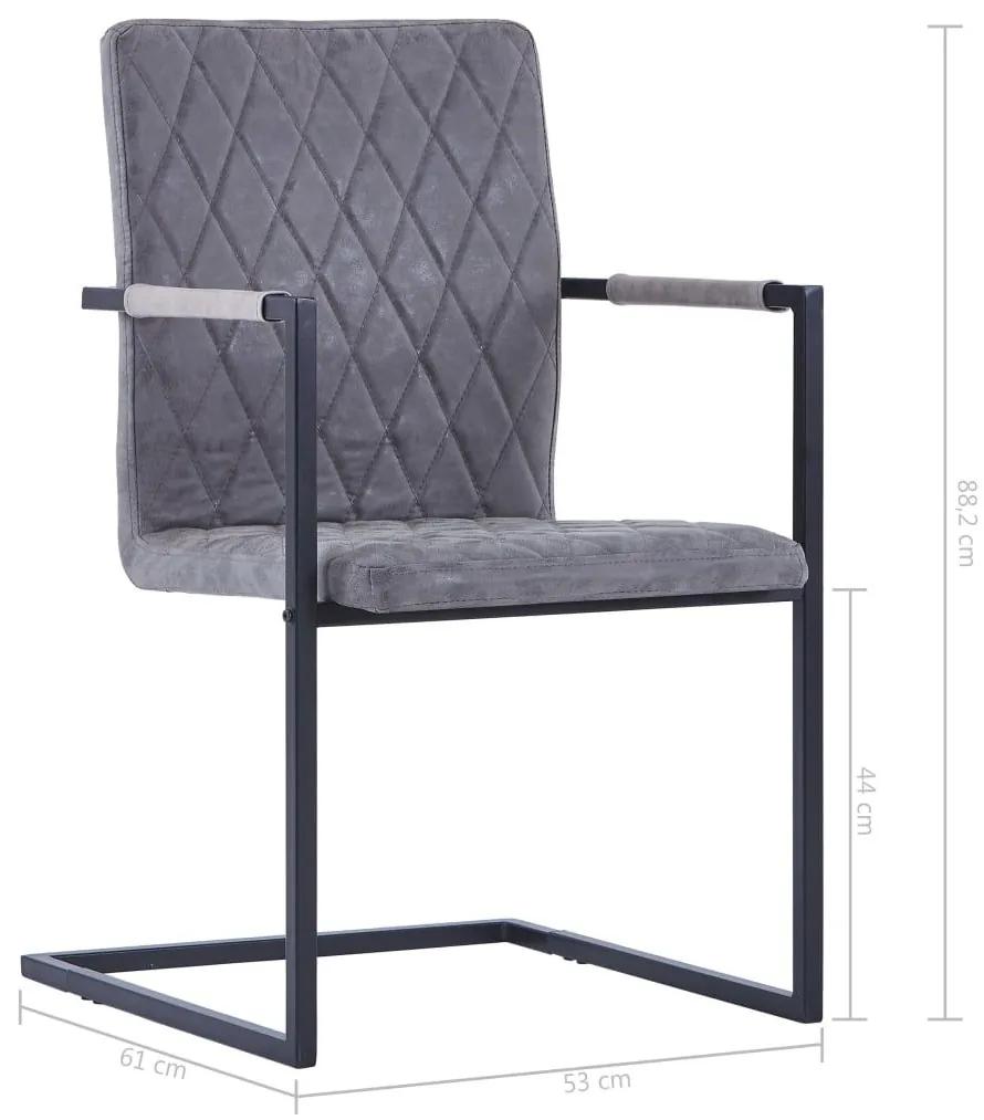 Καρέκλες Τραπεζαρίας «Πρόβολος» 4 τεμ. Σκούρο Γκρι Συνθ. Δέρμα - Γκρι