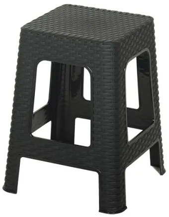 Σκαμπώ Hal Rattan Ανθρακί 36x36x45 εκ.