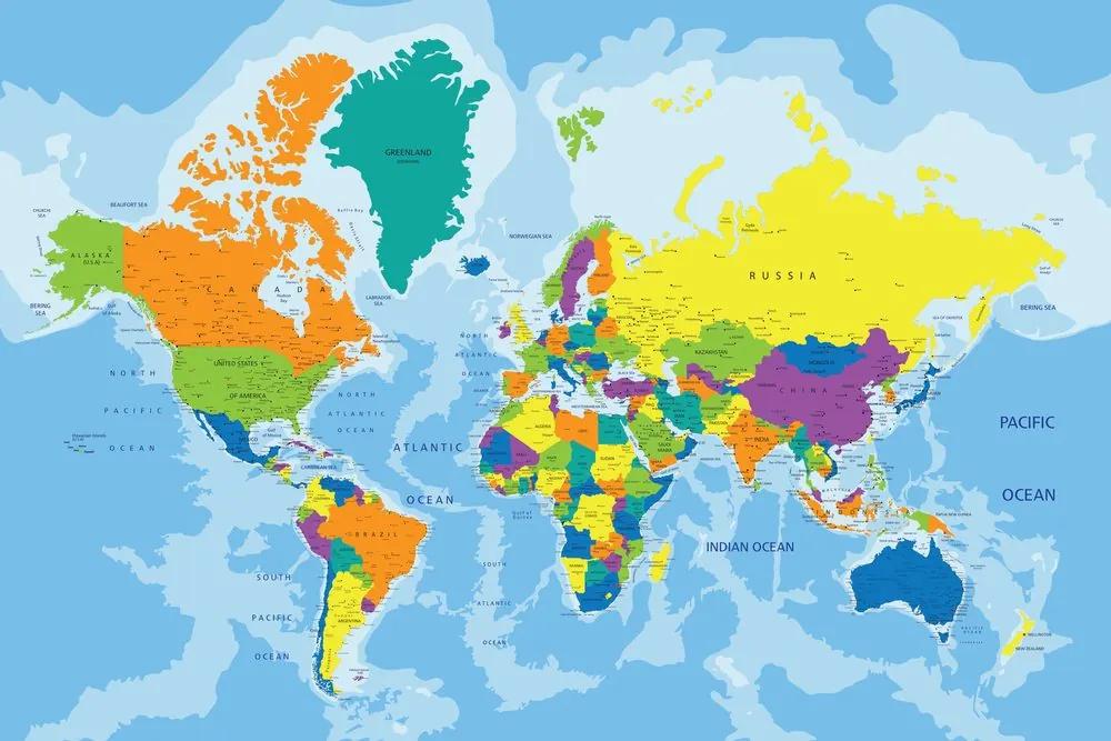 Εικόνα στον παγκόσμιο χάρτη χρώματος φελλού - 90x60  flags