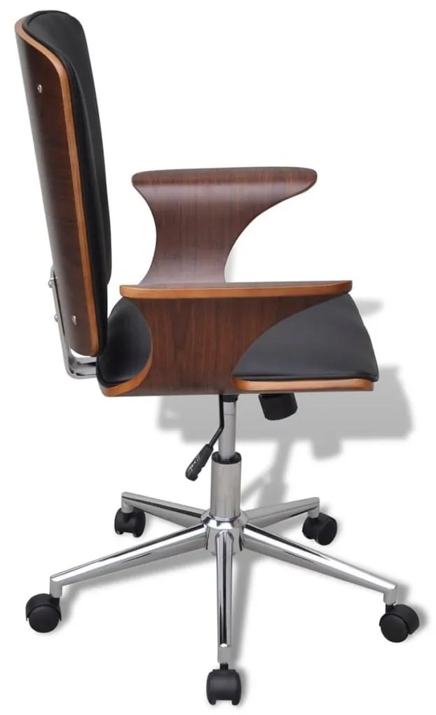 Καρέκλα Γραφείου Περιστρεφόμενη από Λυγισμένο Ξύλο και Συνθετικό Δέρμα - Καφέ