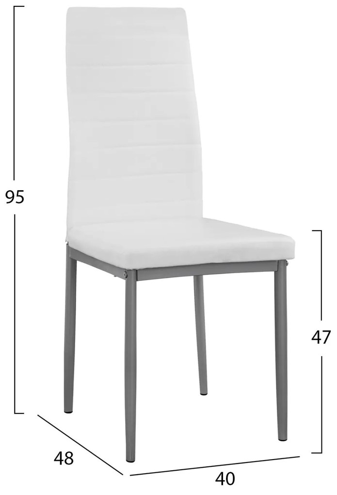 Καρέκλα LADY Μεταλλική με Κάθισμα PU Λευκό 40x48x95εκ. 4αδα 40x48x95 εκ.