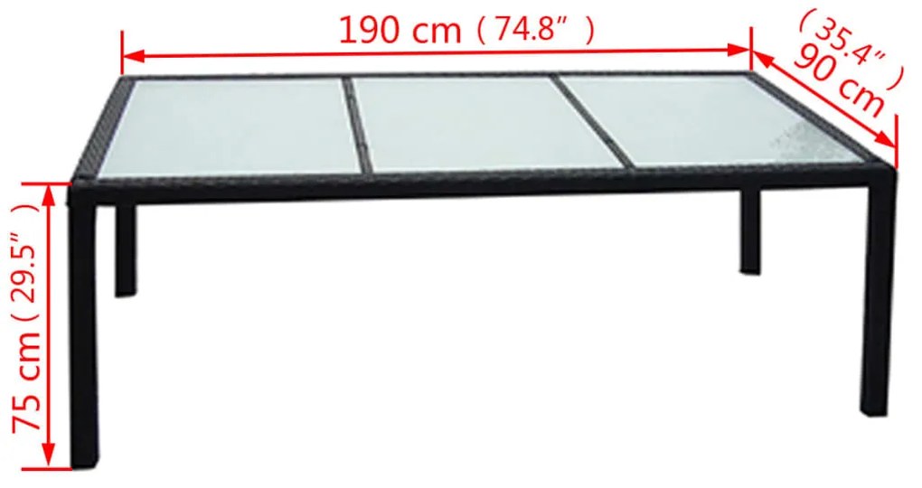 vidaXL Σετ Τραπεζαρίας Εξ. Χώρου 9 τεμ. Μαύρο Συνθ. Ρατάν με Μαξιλάρια