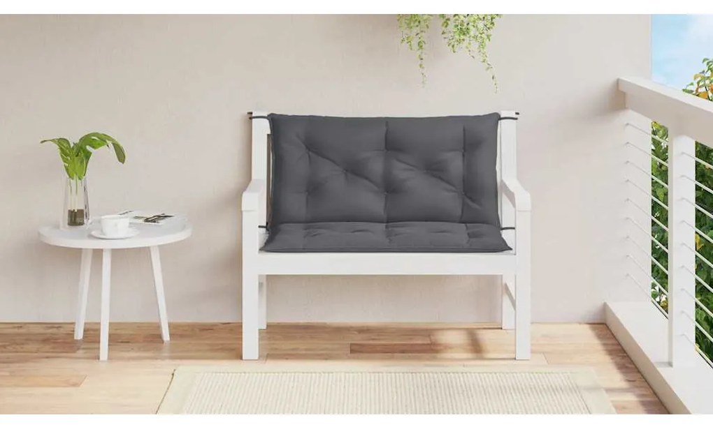 vidaXL Μαξιλάρι Πάγκου Κήπου Ανθρακί 100x(50+50)x7 εκ. Ύφασμα Oxford