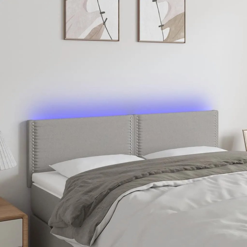 Κεφαλάρι Κρεβατιού LED Ανοιχτό Γκρι 144x5x78/88 εκ. Υφασμάτινο 3121470