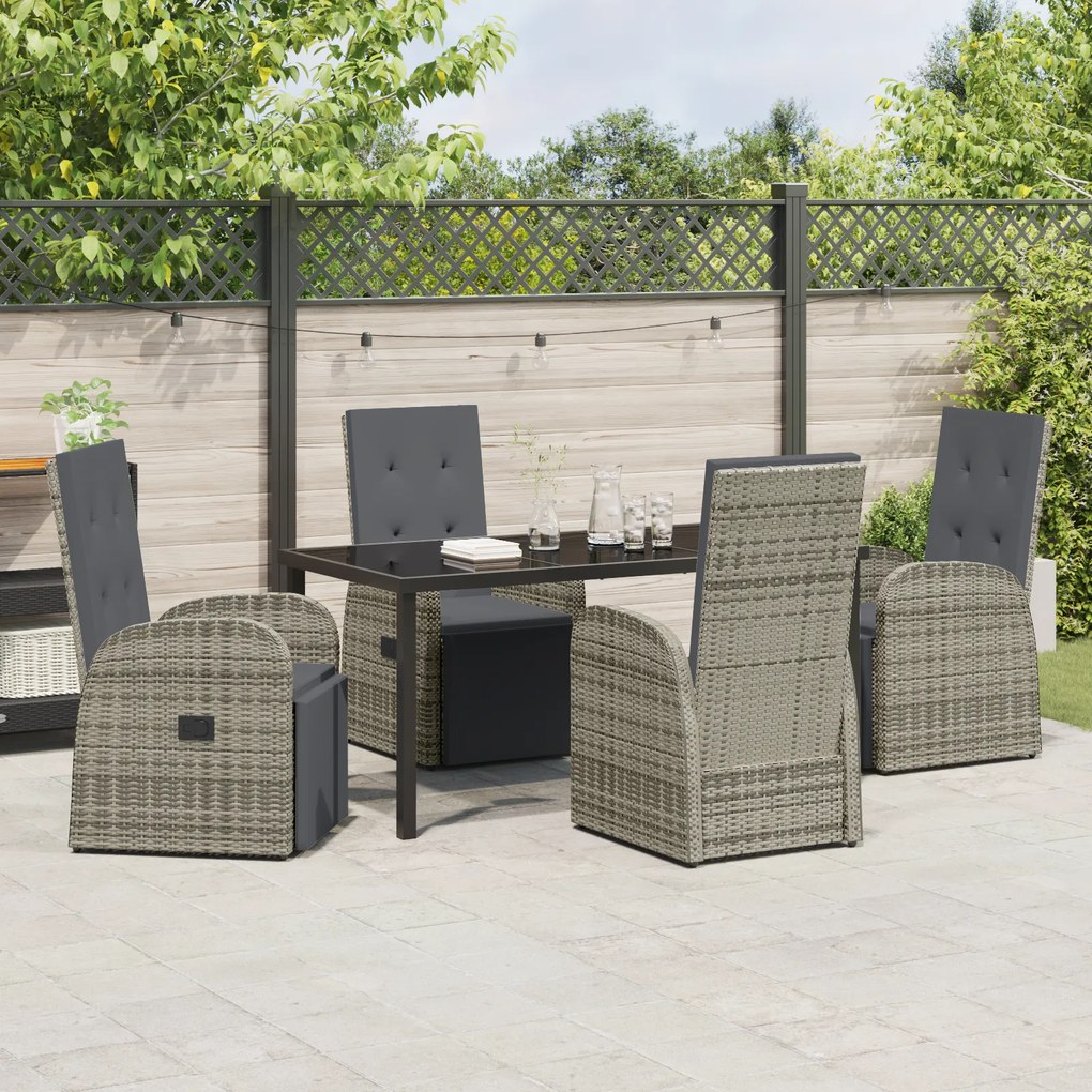 vidaXL Σετ Εξωτερικών Επίπλων 5 pcs Γκρι 160 x 80 x 73 εκ PE ρατάν