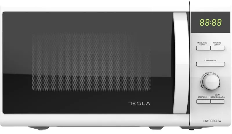 Φούρνος μικροκυμάτων Tesla MW2060MW, 20 λίτρα, 700W, Ψηφιακή οθόνη, Απόψυξη, Γκριλ, Λευκό