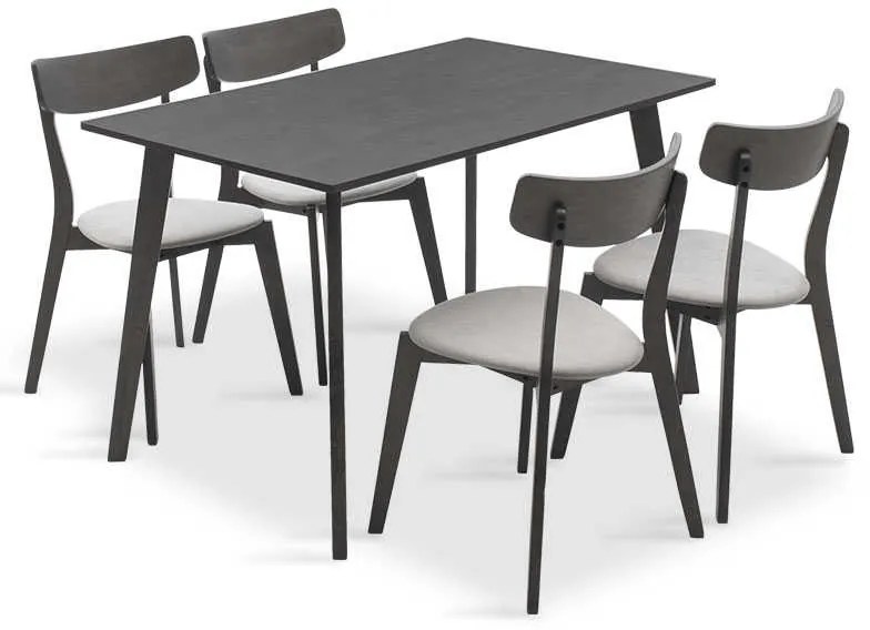 Tραπεζαρία Benson - Toto pakoworld σετ 5τμχ rustic grey - ύφασμα γκρι 120x75x75εκ