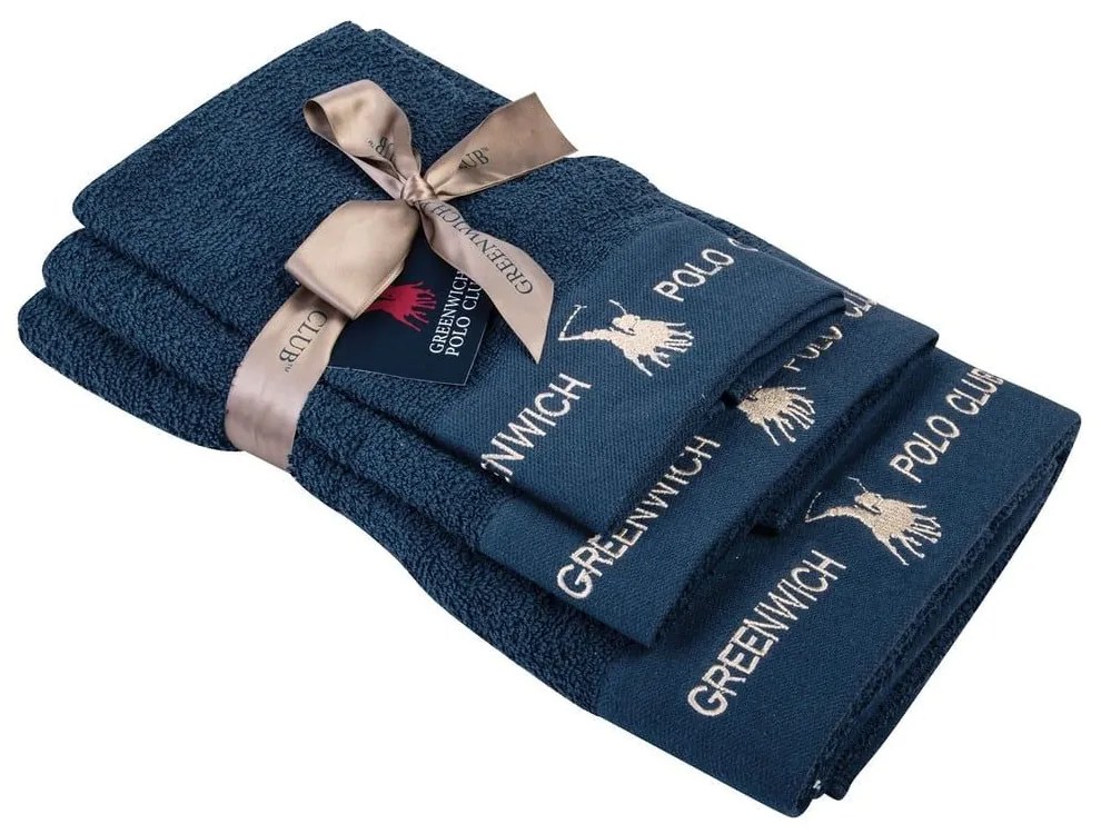 Πετσέτες 2666 (Σετ 3τμχ) Blue Greenwich Polo Club Σετ Πετσέτες 70x140cm 100% Cotton