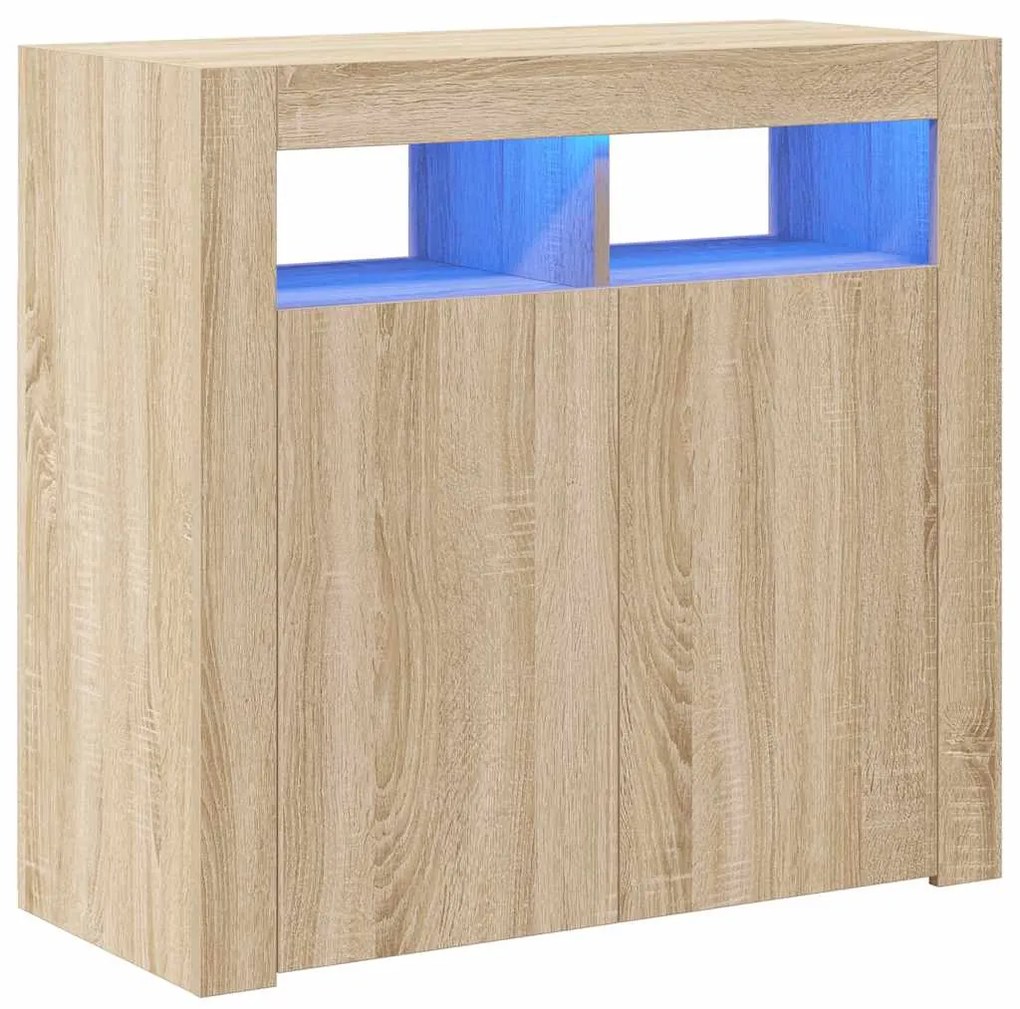 vidaXL Ντουλάπι με LED Sonoma Δρυς 80 x 35 x 75 εκ.
