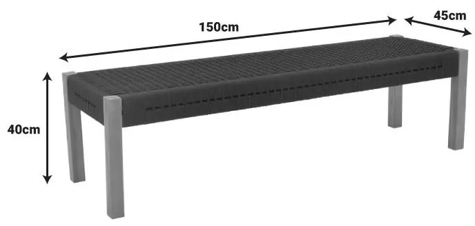 Παγκάκι Uma απο Ξύλο Teak με PE Σχοινί σε Φυσικό 150x45x40εκ. 150x45x40 εκ.