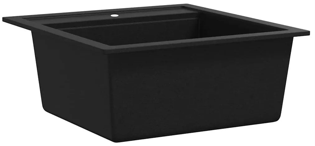 vidaXL Νεροχύτης με Μονή Γούρνα Μαύρος Γρανιτένιος