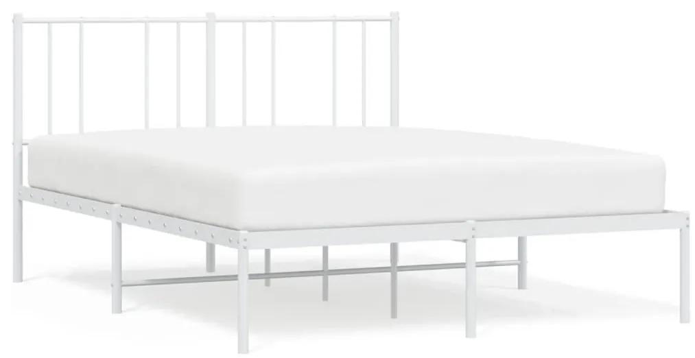 Πλαίσιο Κρεβατιού με Κεφαλάρι Λευκό 150 x 200 εκ. Μεταλλικό - Λευκό