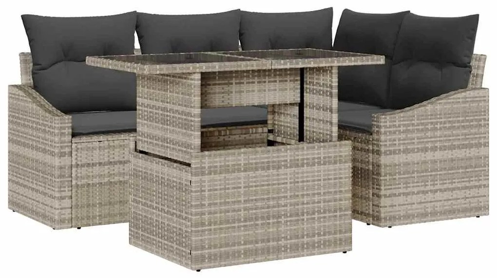 vidaXL Σετ Καναπέ Κήπου 5 pcs Ανοιχτό γκρι 100 x 55 x 73 εκ