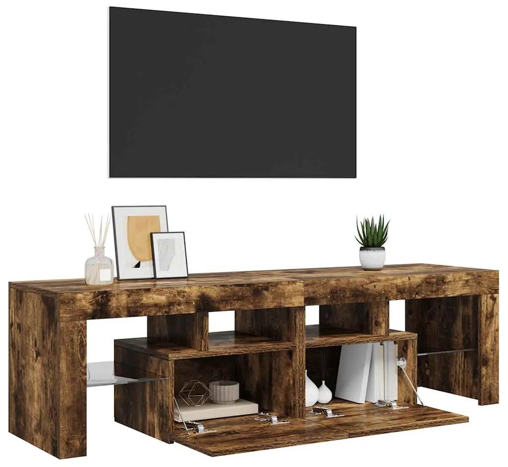 vidaXL Έπιπλο Τηλεόρασης με LED Καπνιστή Δρυς 140 x 36,5 x 40 εκ.