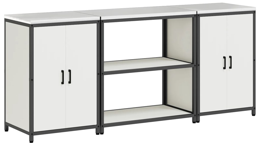 vidaXL Σετ Αποθήκευσης Κουζίνας με ράφι 3 pcs Λευκό 210 x 50 x 92 εκ