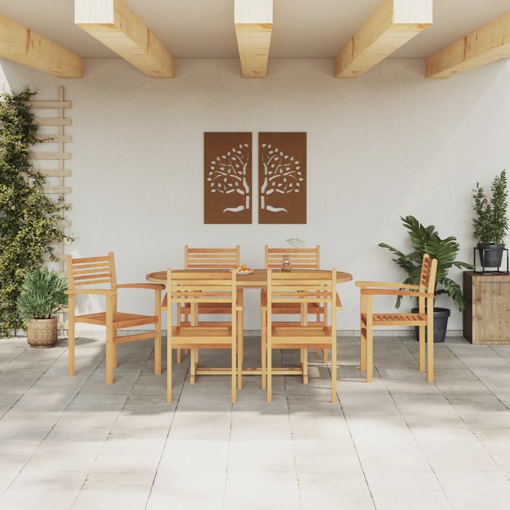 vidaXL Σέτ φαγητού για κήπο 7 pcs Καστανό Μασίφ ξύλο teak