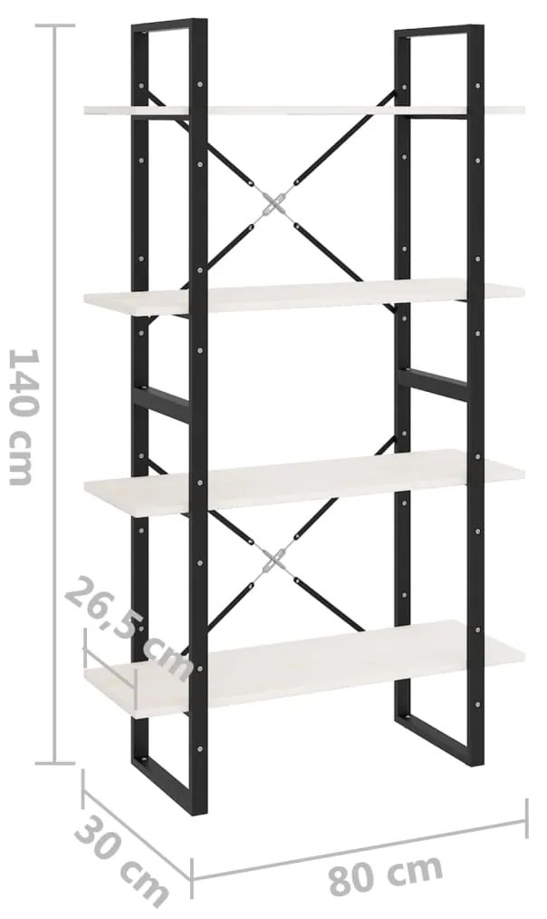 ΒΙΒΛΙΟΘΗΚΗ ΜΕ 4 ΡΑΦΙΑ ΛΕΥΚΗ 80 X 30 X 140 ΕΚ. ΜΑΣΙΦ ΞΥΛΟ ΠΕΥΚΟΥ 806463