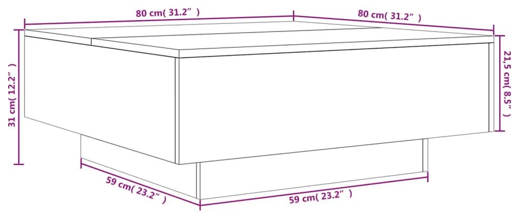 Τραπεζάκι Σαλονιού Καφέ Δρυς 80x80x31 εκ. Επεξεργασμένο Ξύλο - Καφέ