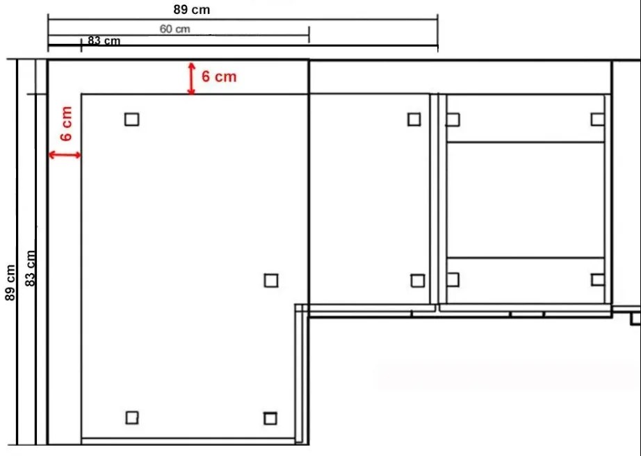 Επιδαπέδιο ντουλάπι γωνιακό Modernus 90x90 DN 2F BB