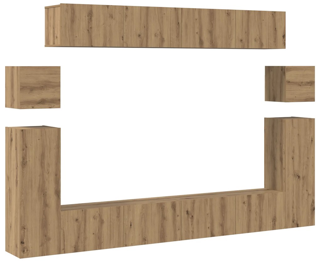 vidaXL Σετ επίπλου τηλεόρασης 8 pcs artisan δρυς Μέγεθος: Μεσαίο