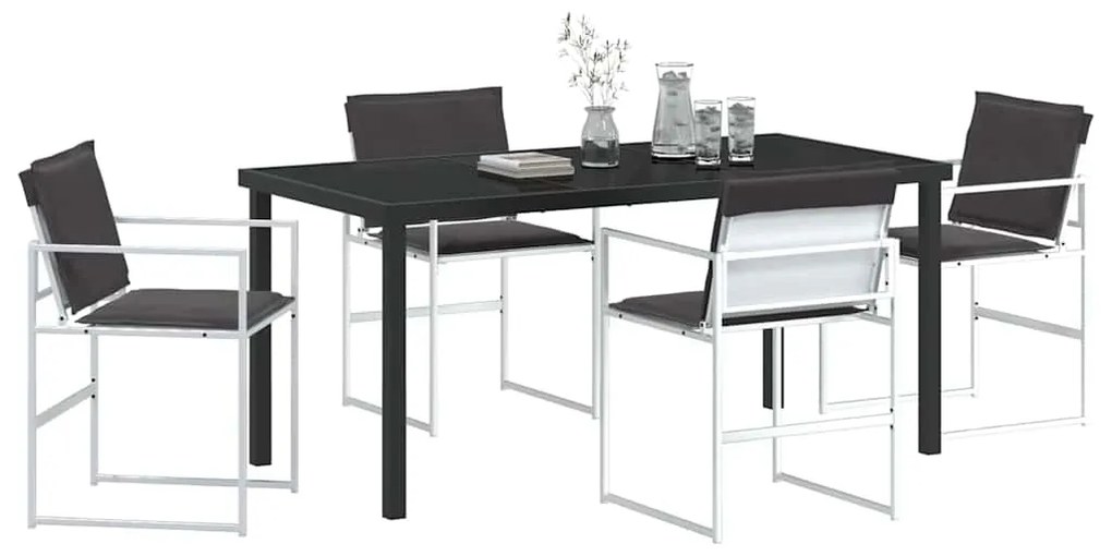 vidaXL Σέτ φαγητού για κήπο 5 pcs Λευκό Χάλυβας με επίστρωση πούδρας