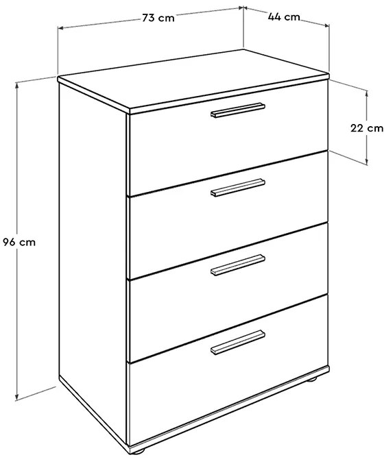 Συρταριέρα Trendline Megapap χρώμα λευκό 73x44x96εκ.