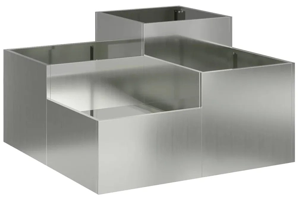 vidaXL Γλάστρα Κήπου Ασημί 100 x 100 x 48 εκ. Γαλβανισμένος χάλυβας