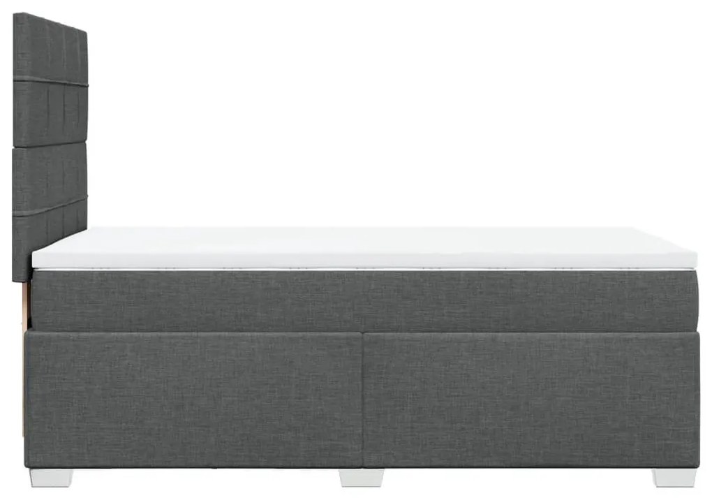 Κρεβάτι Boxspring με Στρώμα Σκούρο Γκρι 100x200 εκ. Υφασμάτινο - Γκρι