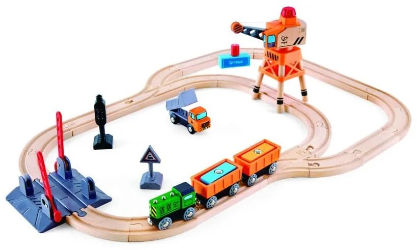Ξύλινο Τρένο Σετ "Crossing & Crane Railway" Hape