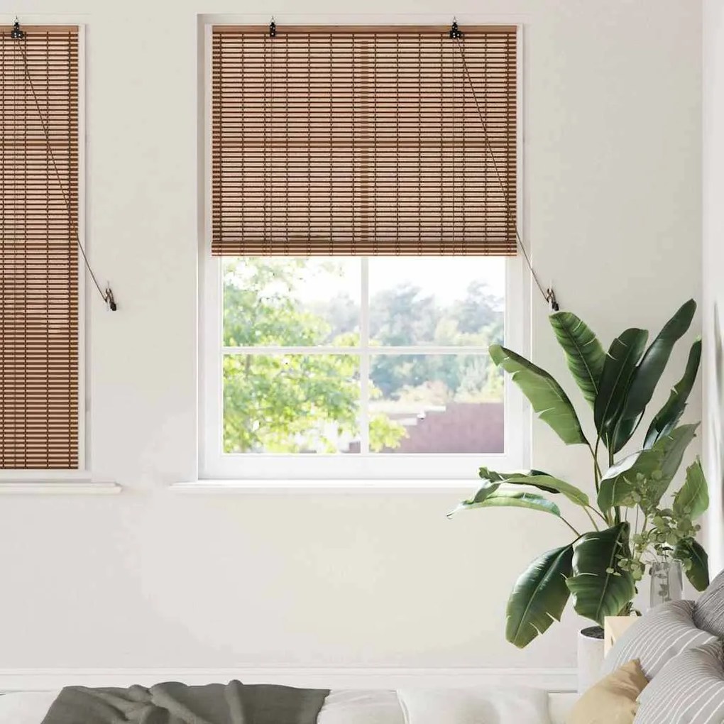 vidaXL Ρολό Παραθύρου με κουρτίνες Καφέ 120 x 160 cm Μπαμπού