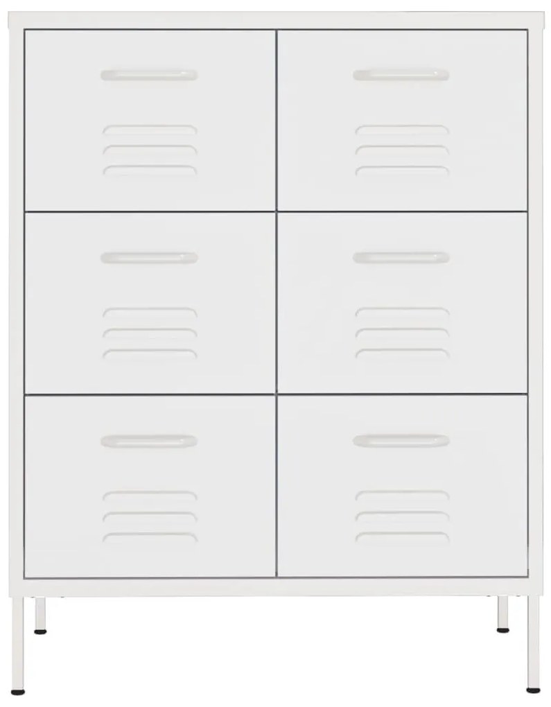 Συρταριέρα Λευκή 80 x 35 x 101,5 εκ. από Ατσάλι - Λευκό