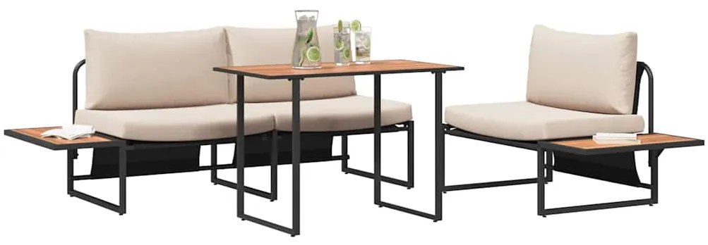 vidaXL Σέτ φαγητού για κήπο 3 pcs Taupe Ατσάλι