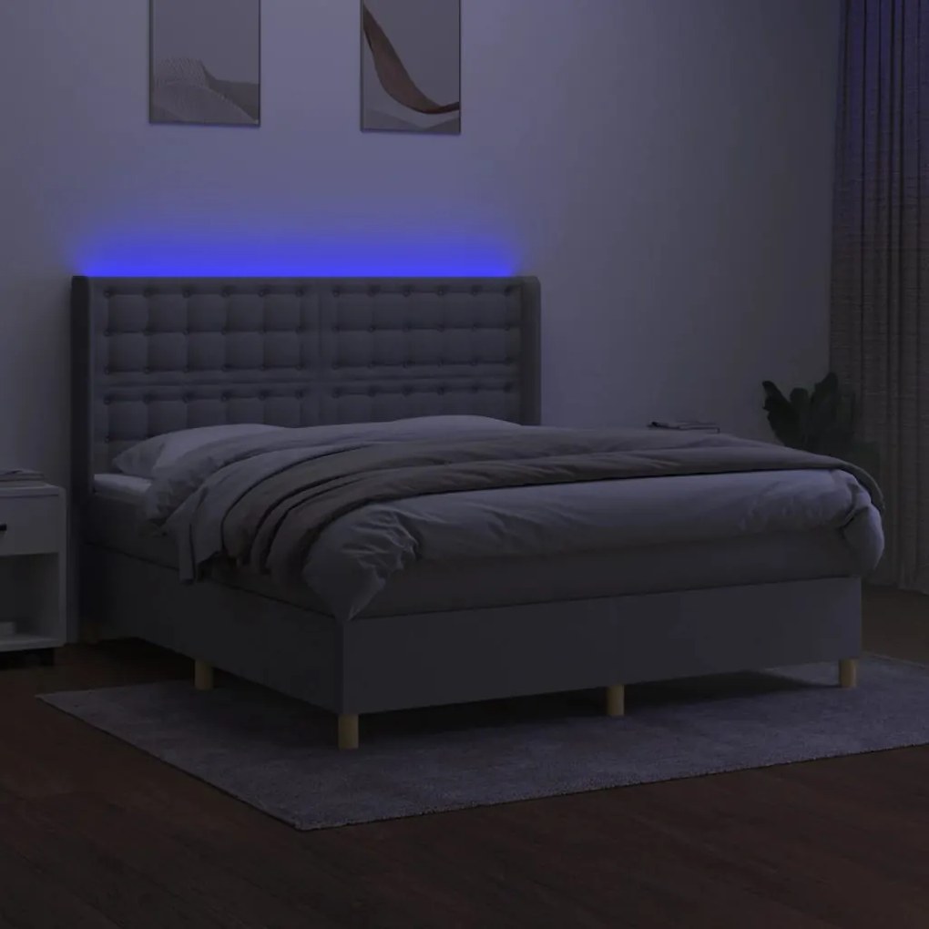 ΚΡΕΒΑΤΙ BOXSPRING ΜΕ ΣΤΡΩΜΑ &amp; LED ΑΝ.ΓΚΡΙ 180X200ΕΚ. ΥΦΑΣΜΑΤΙΝΟ 3139213