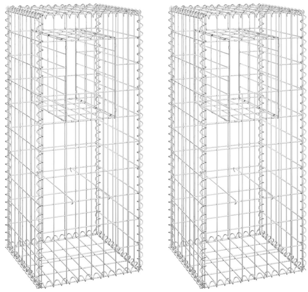 vidaXL Συρματοκιβώτια Στύλοι 2 τεμ. 40 x 40 x 100 εκ. Σιδερένιοι