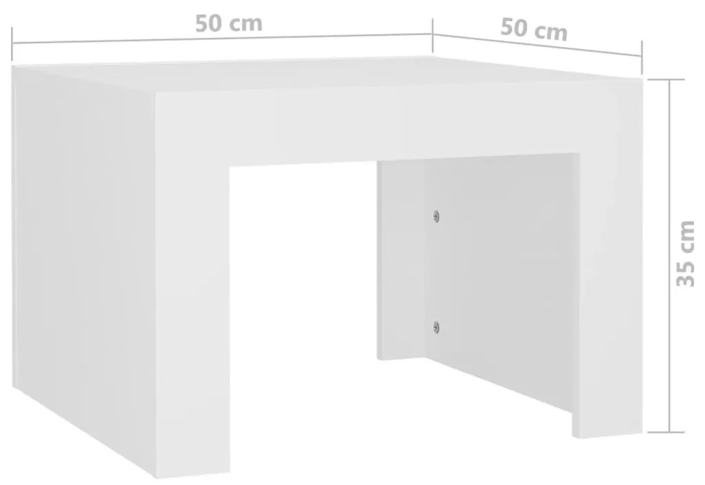 Τραπεζάκι Σαλονιού Γυαλιστερό Λευκό 50 x 50 x 35 εκ Μοριοσανίδα - Λευκό