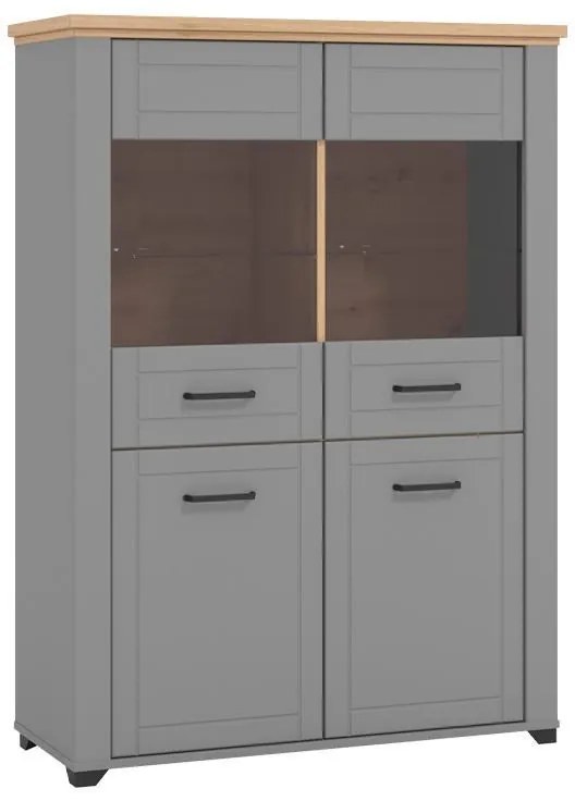 Βιτρίνα Valencia 2K VS2 Γκρί Γραφίτης - Artisan Oak - Γκρί Μάτ 103,5x41x143 εκ. 103.5x41x143 εκ.