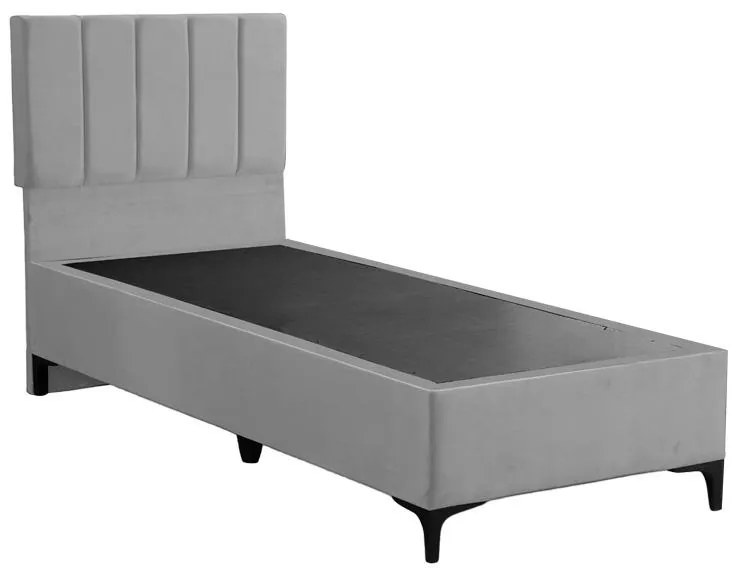 Επενδυμένο Κρεβάτι Moega Μονό σε Γκρι 90x200εκ. 92x200x125 εκ.