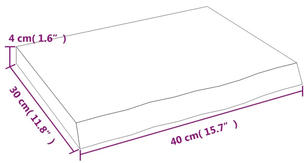 Πάγκος Μπάνιου Αν. Καφέ 40x30x(2-4) εκ. Επεξεργ. Μασίφ Ξύλο - Καφέ