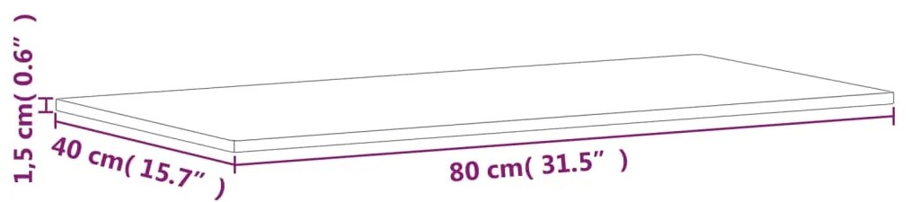 vidaXL Πάγκος Μπάνιου 80 x 40 x 1,5 εκ. από Μασίφ Ξύλο Οξιάς