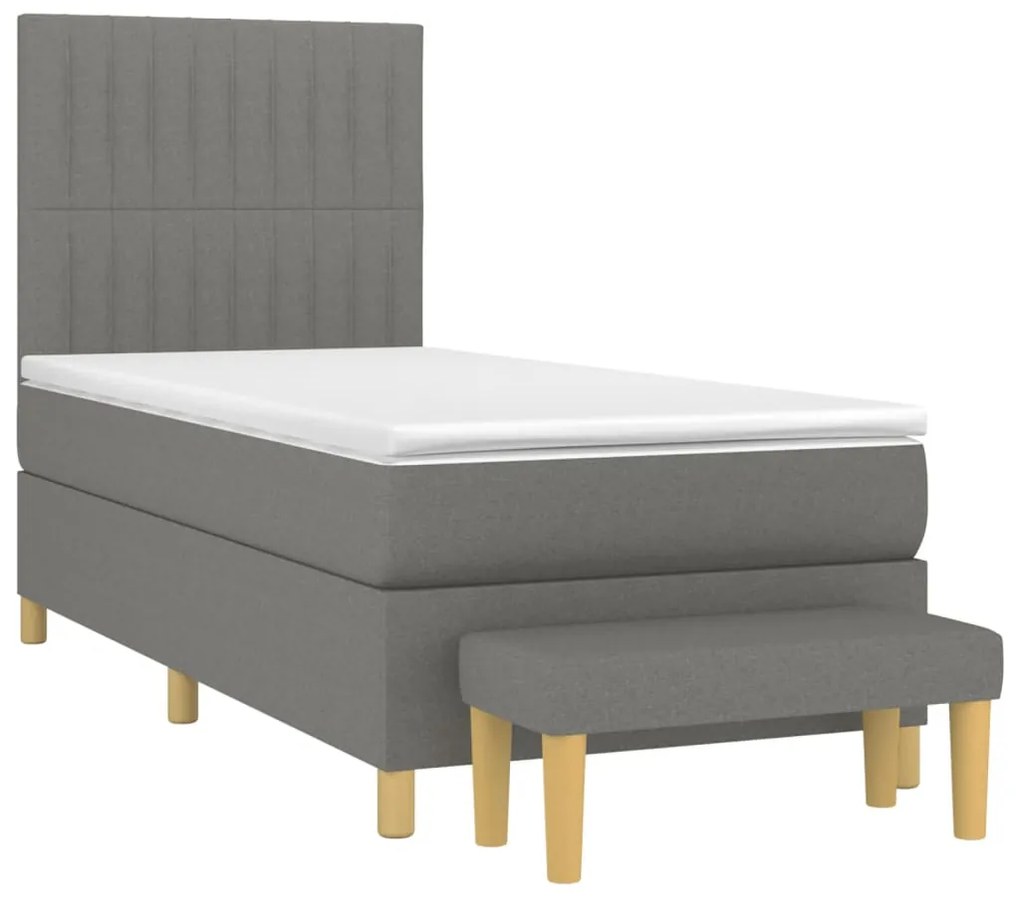 ΚΡΕΒΑΤΙ BOXSPRING ΜΕ ΣΤΡΩΜΑ ΣΚΟΥΡΟ ΓΚΡΙ 90X190 ΕΚ. ΥΦΑΣΜΑΤΙΝΟ 3137278